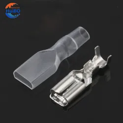 100Sets(200pcs) Female Spade Connector 4.8 Crimp terminal with Insulating Sleeves Cold Pressed Terminals Lock