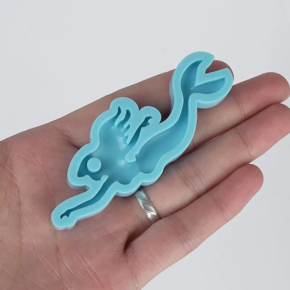 1 Piece Blue Silicone Mermaid Keychain Mold DIY Handwork Silicone Mold For Keychain 10341950