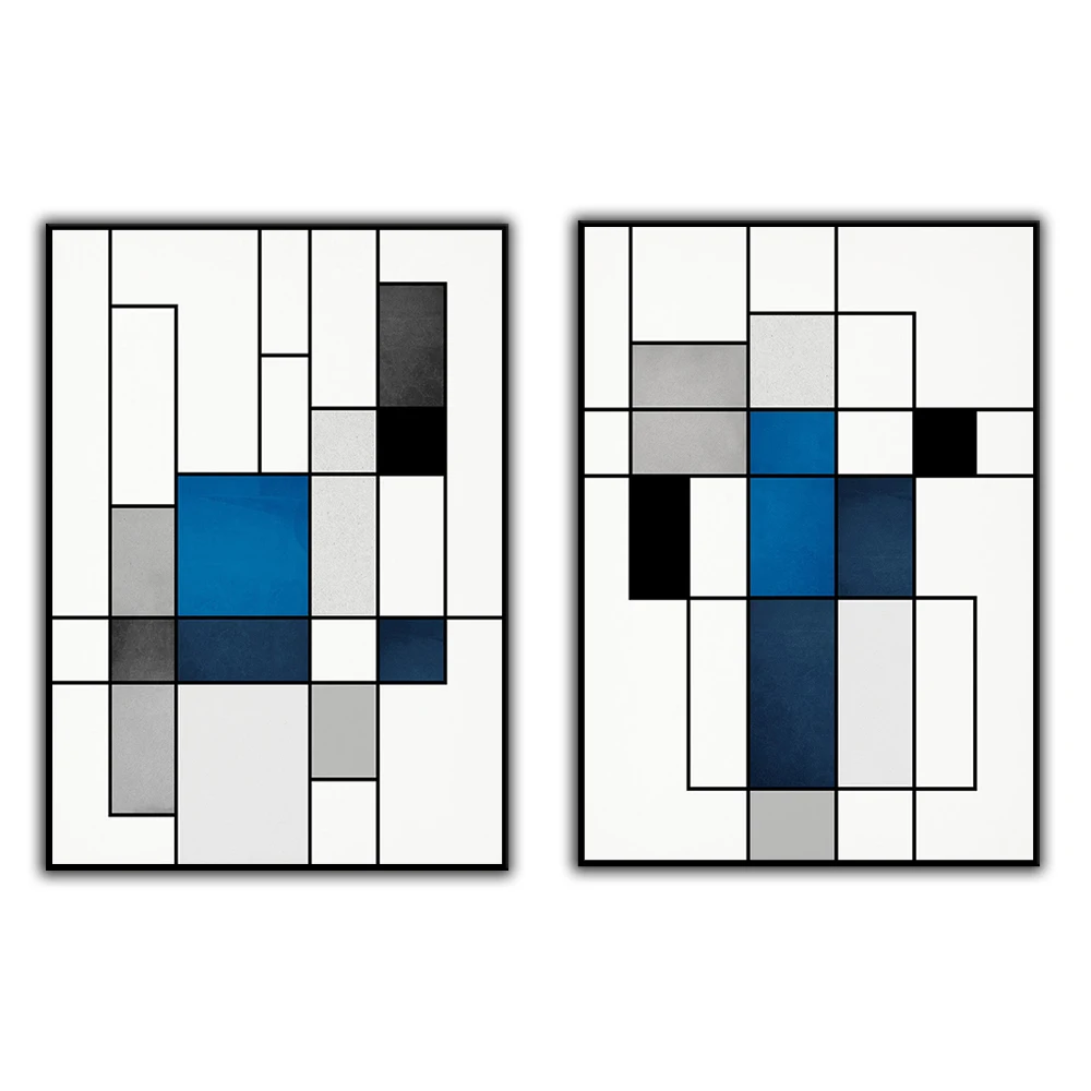 Abstract Geometric, Digital Art Prints, Extra Large Modern Wall Art, Minimalist Abstract, Blue Gray Black Geometric Art