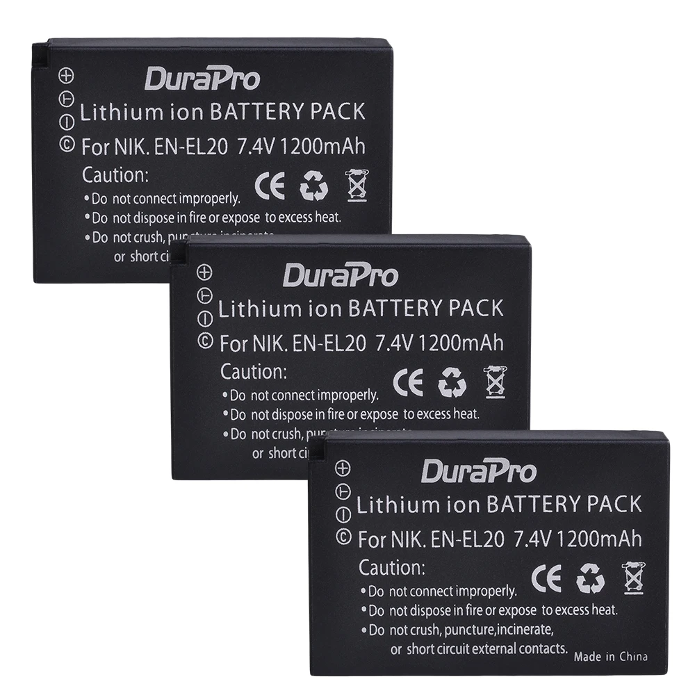 1200mAh Battery for Nikon EN-EL20, EN-EL20a, Coolpix P1000, P950, Coolpix A, 1 AW1,1 J1, 1 J2, 1 J3, 1 S1, 1 V3 Camera