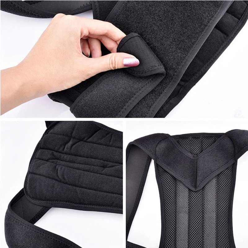 Women Body Shaper Shoulder Back Support Belts Men Posture Corrector Support Magnetic Brace Adjustable 3XL Plus Size