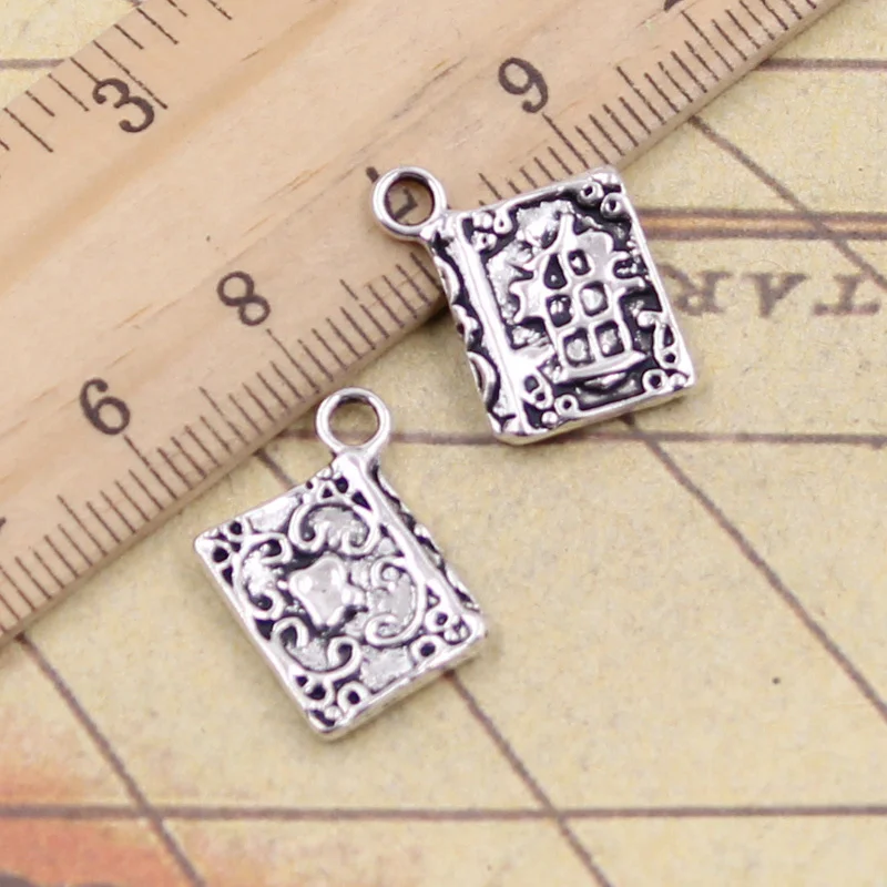 25pcs Charms Book Holy Bible 17x11mm Antique Silver Color Pendants Making DIY Handmade Tibetan Finding Jewelry For Bracelet