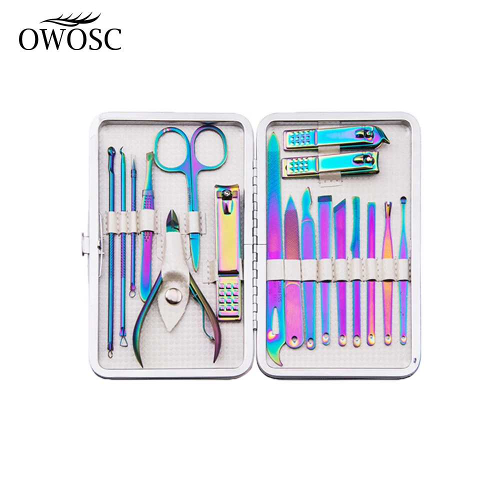 

OWOSC 18pcs Scissors Nail Clippers Set Nail Cutting Pliers Pedicure Knife Nail Groove Inflammation Beauty Nail Manicure Tools