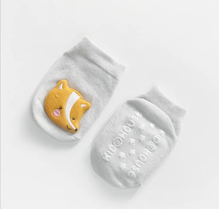 Bebê recém-nascido não-skid meias bonito 3d desenhos animados animal design infantil chinelo meias com apertos para 0-36 meses