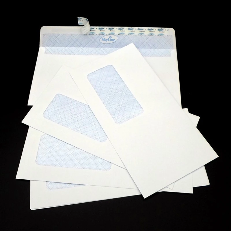 50pcs Security Envelopes with Window Confidential Seal Skyline Envelope for Postcard Letter Greeting Card School Office Supplies