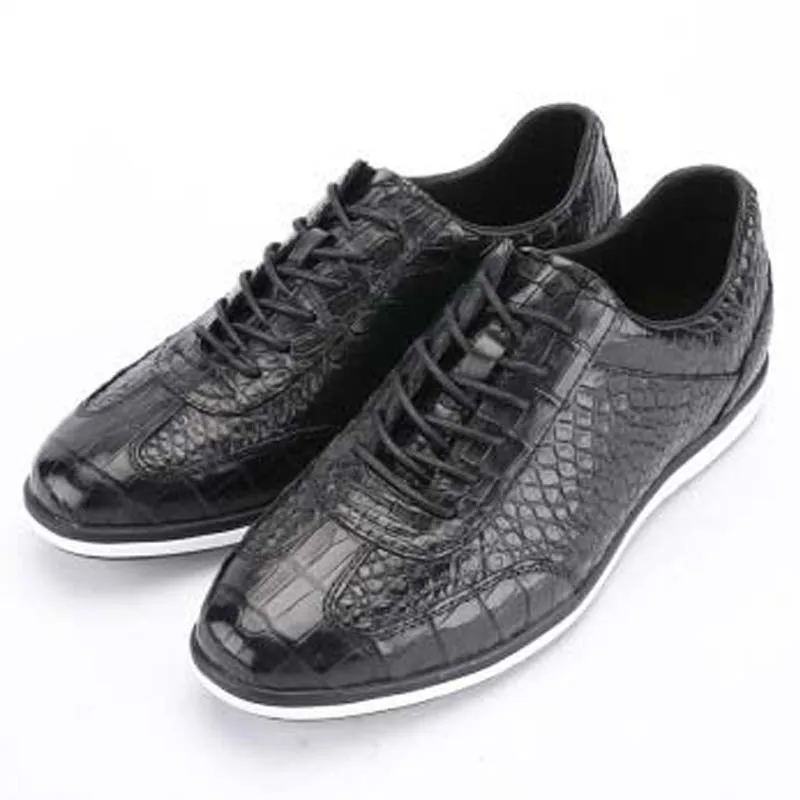 keximayuan new crocodile leather shoes  male  fashion  British  Casual shoes  lace-up  Leather shoes men shoes  non-slip  black