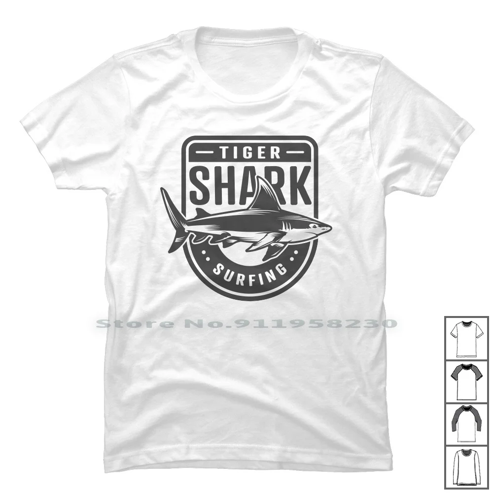 Tiger Shark Surfing T Shirt 100% Cotton Tiger Shark Surfing Tiger Shark Agent Home Fish Sea Fin Buy Ark