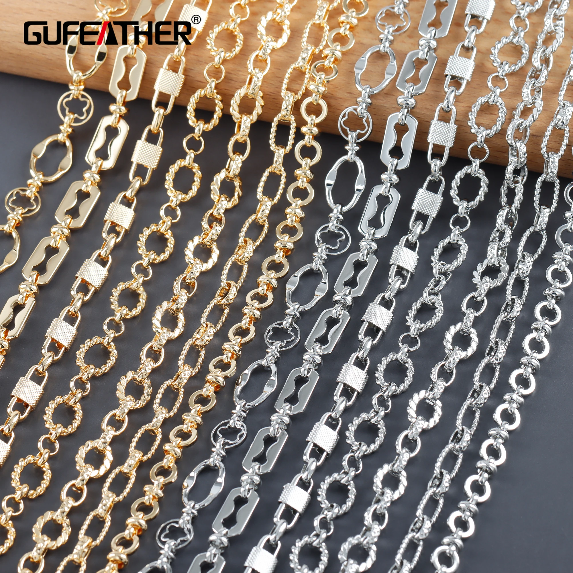 

GUFEATHER C257,diy chain,18k gold rhodium plated,copper metal,pass REACH,nickel free,diy bracelet necklace,jewelry making,1m/lot