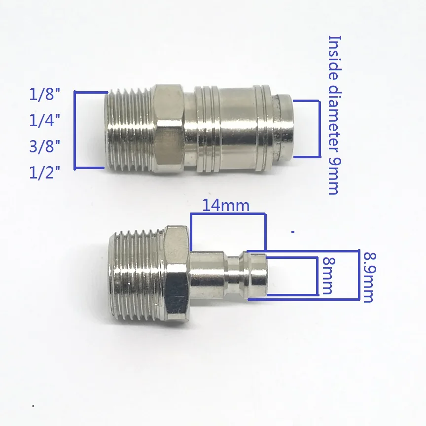 MINI European Style Pneumatic Quick Coupling External Thread Fittings 1/8