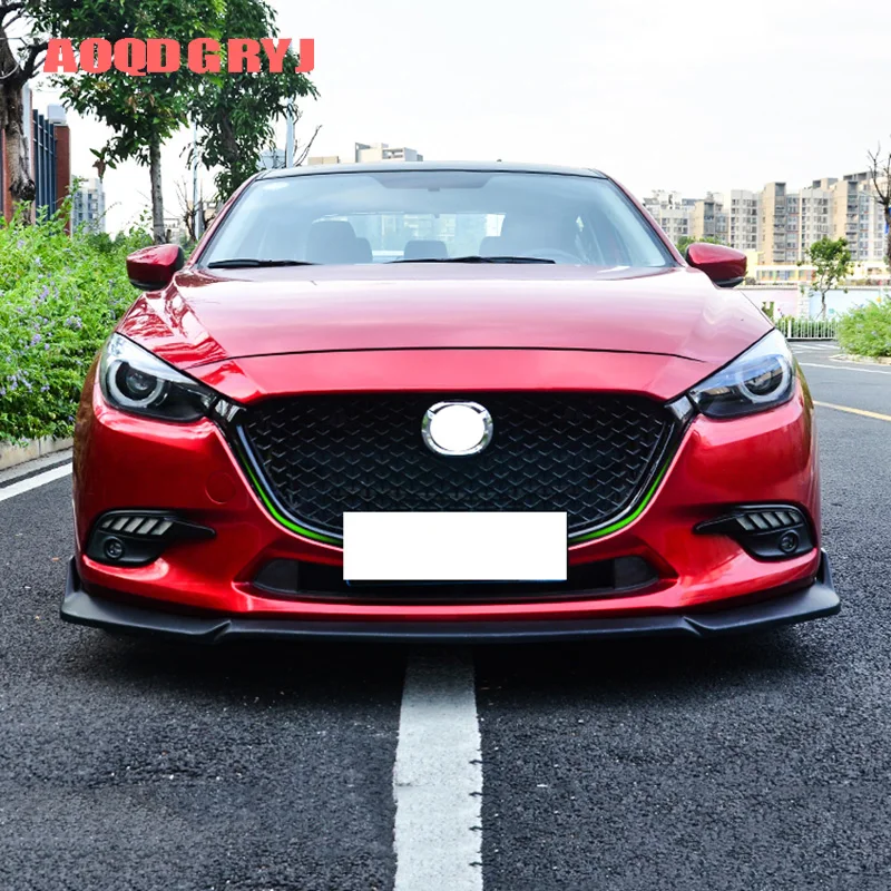 Car styling 1pcs For Mazda 3 Axela sedan 2017 2018 Glossy Black Honeycomb Bumper Mesh Grill Grille decoration with Silver badge