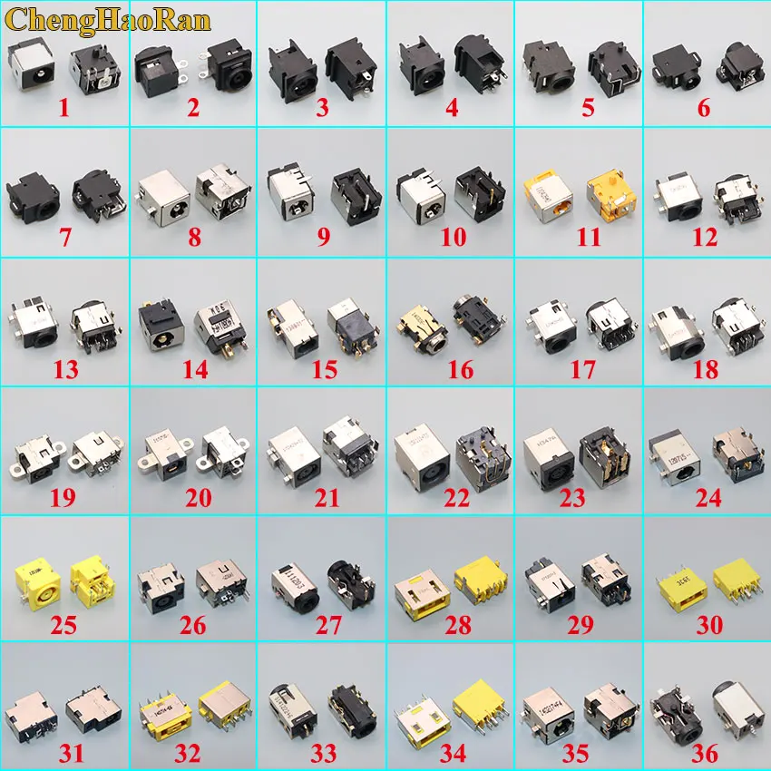 ChengHaoRan 72Models 72pcs Laptop/Tablet/notebook DC Power Jack Socket Connector For IBM Lenovo Samsung Sony ASUS Acer Ramos