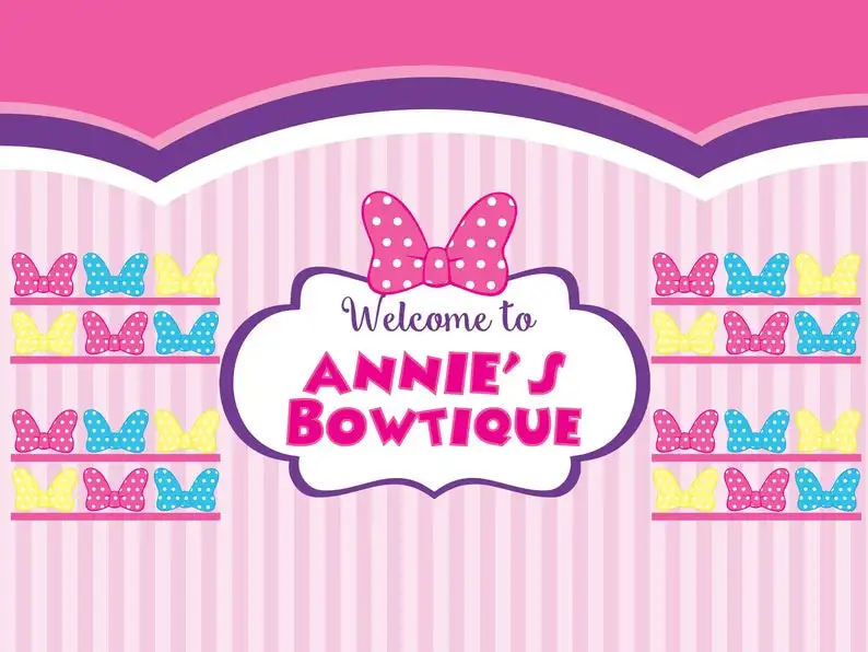 Custom Mouse-Bowtique Frame Striped Bow photo backdrop  High quality Computer print birthday photography studio background