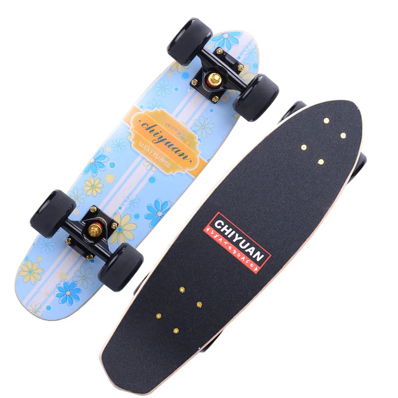 Portable Maple Skateboard for Adults, Cruiser Board, Flash Wheel, Mini Fish Board, City Skate Scooter, Sport Board, 23 Inch