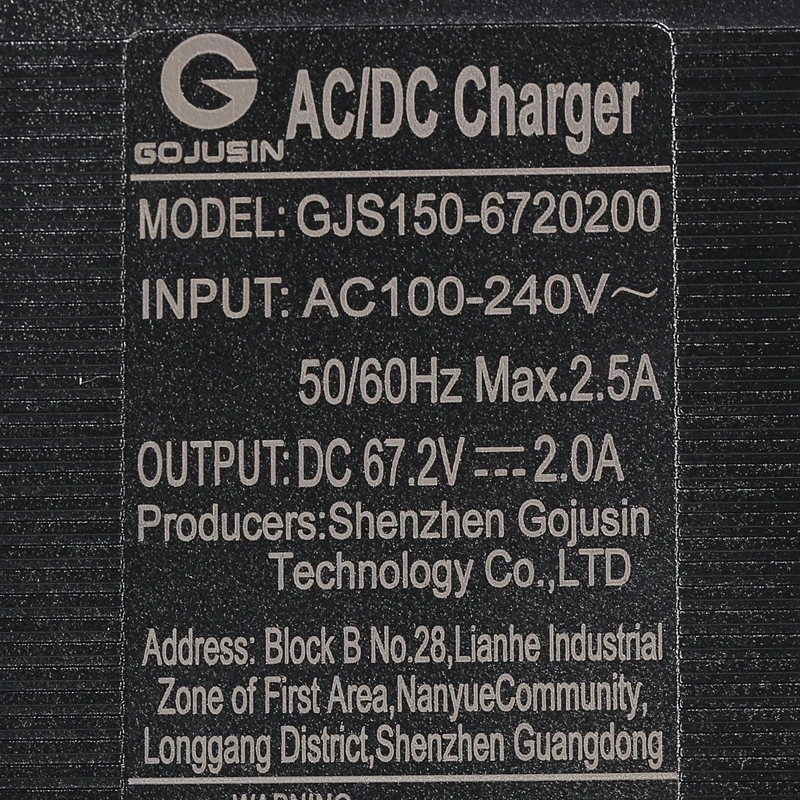 GX16 3-Pin 67.2V 2A AC/DC Li-ion Battery Charger for 60V Model of ZERO 10X VSETT 10+ Kaabo Electric Scooter EU US AUS UK Plug