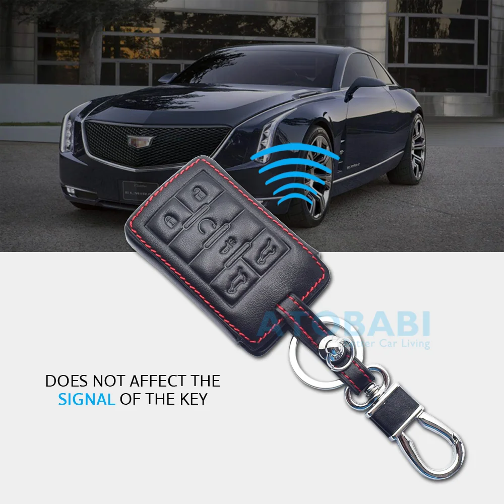 Leather Car Key Cover For Cadillac Escalade SRX XTS ATSL SLS CTS STS ATS BLS Smart Keyless Entry Remote Fob Case Keychain Bag