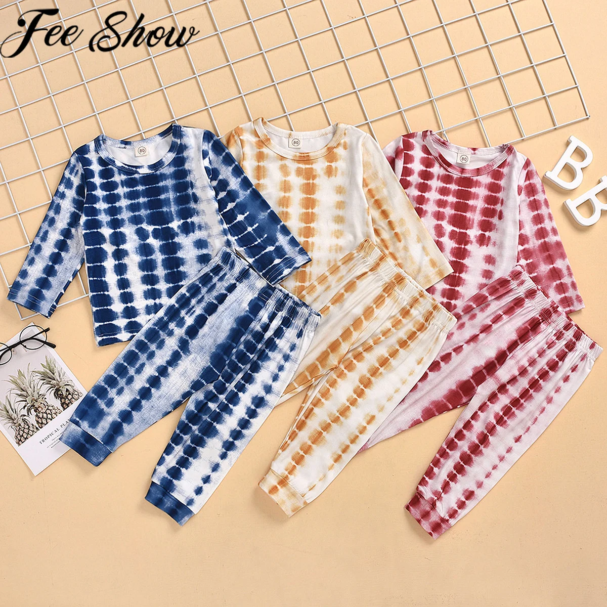 1-5Y Newborn Infant Baby Boys Girls Clothing Sets Pullover Long Sleeve Tie Dye Tops T-shirts+Pants Fashion Pajamas Girls Clothes