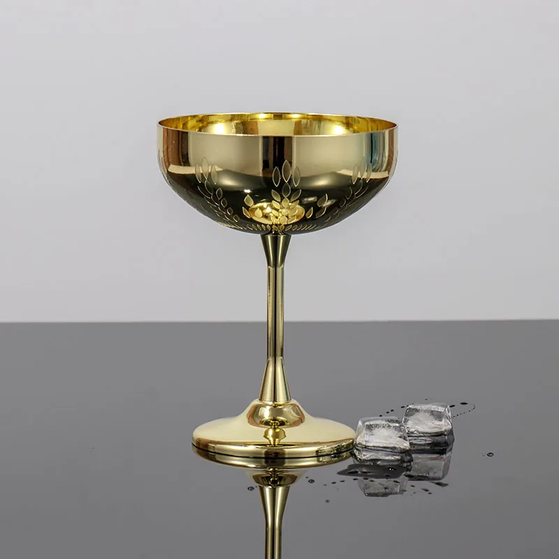 304 Stainless Steel 270ml Martini Cocktail Glass Goblet Creative Personality Metal Glass Wheat Ear Glass Champagne Glass