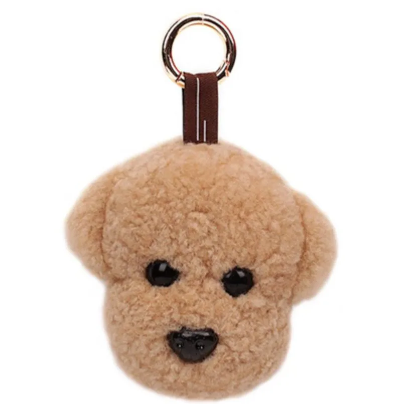 Real Lamb Fur Pompom Keychain Women Fluffy Teddy Dog Puppy Toy Doll Fur Keychain Animal Cute Bag Charms Gift