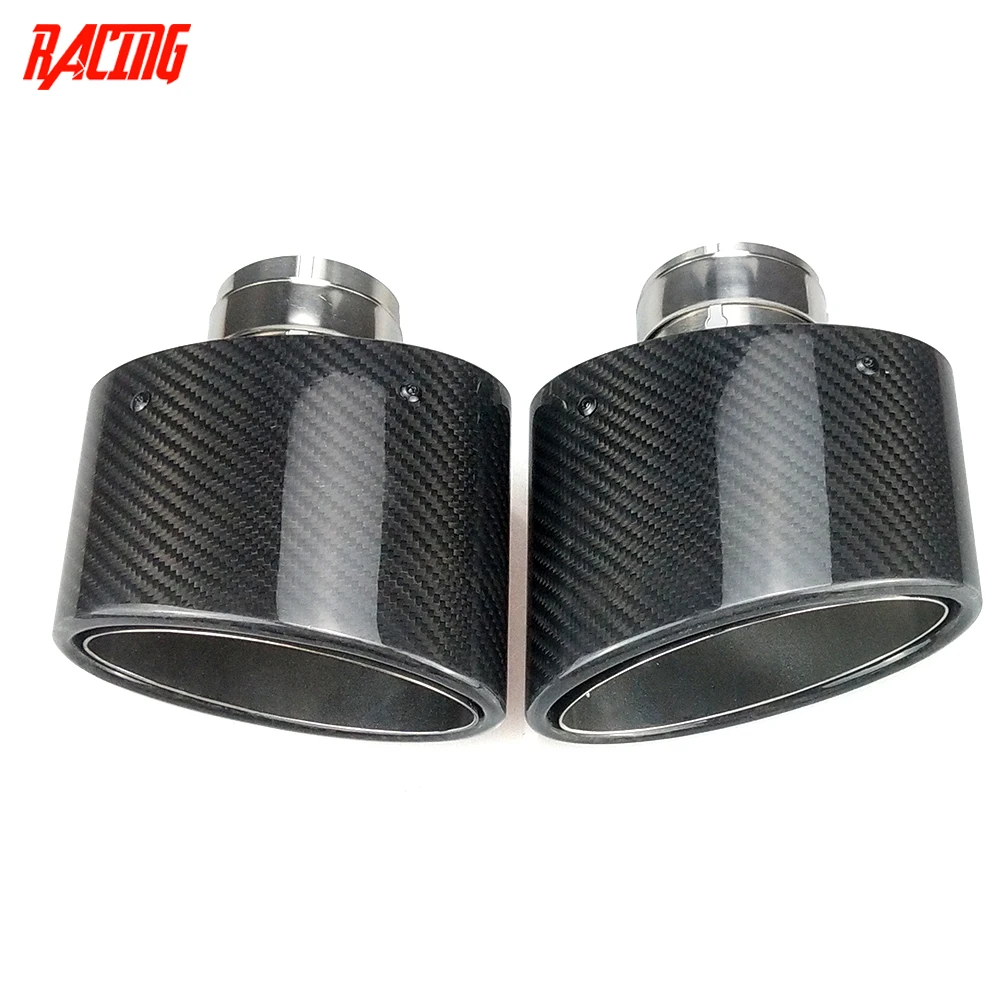 

Universal Exhaust Tip Glossy Carbon Fiber Car Muffler Oval Outlet 150*90mm Stainless for Exhaust Pipe Nozzle Modify