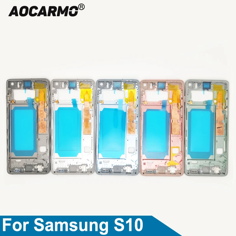 

Aocarmo Middle Frame Front Bezel Frame Housing Case With Adhesive For Samsung Galaxy S10/S10 X SM-G9730