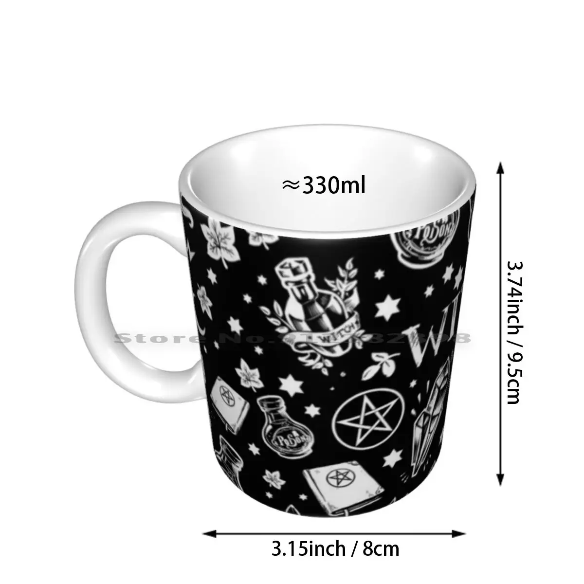 Witch Pattern 2 Ceramic Mugs Coffee Cups Milk Tea Mug Witch Pattern Brujas Wicca Pagan Neopagan Rbhalloween Halloween Christmas