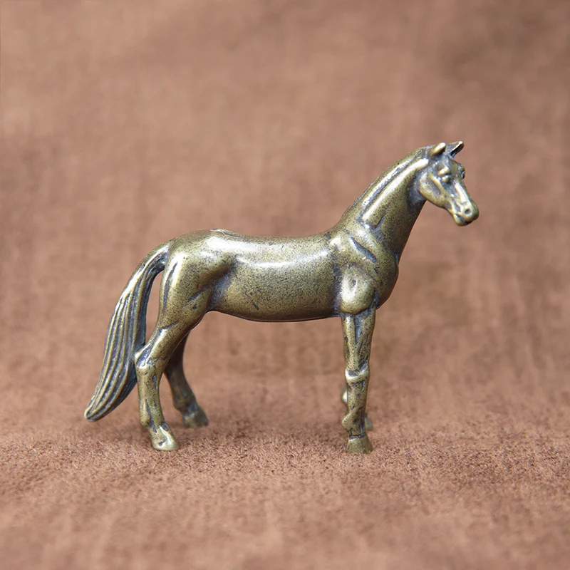 Copper Solid Horse Statue Desk Decorations Solid Copper Micro-Carving Zodiac Horse Figurines Ornaments Home Decors Accessories