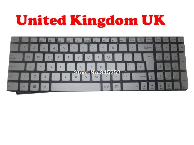 Laptop Keyboard For ASUS GL771JK GL771JX G771JK G771JX No Backlit Film UK United Kingdom Silver/Black