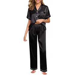 Ensemble de pyjamas d'été pour femmes, vêtements de maison, vêtements de nuit, chemise de nuit longue