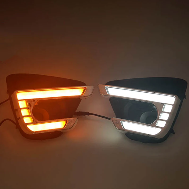 1Pair DRL For Mazda cx-5 cx5 2012 2013 2014 2015 2016 led daytime running light turn signal yellow 12V fog lamp