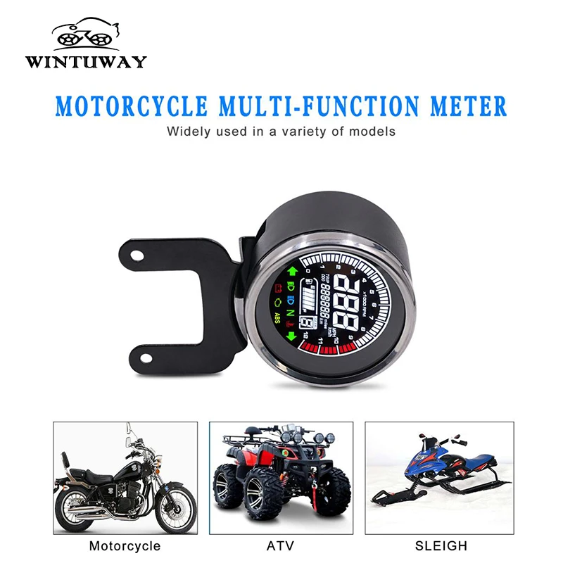 Universal Retro Digital Motorcycle LED Speedometer Odometer Speed Oil Meter Water Temperature 1-6 Gears CG125 Instrument