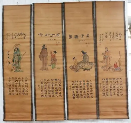 

China calligraphy Paintings Scrolls old Chinese Painting SCROLL FOUR SCREEN
