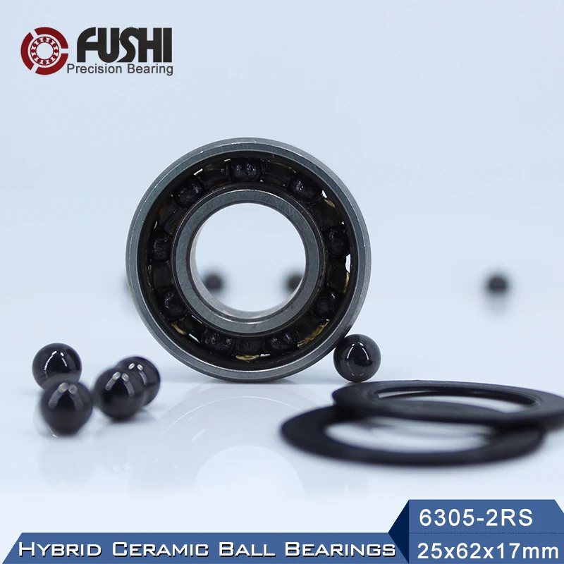 6305 Hybrid Ceramic Bearing 25*62*17 mm ABEC-1 1PC Industry Motor Spindle 6305HC Hybrids Si3N4 Ball Bearings 3NC 6305RS