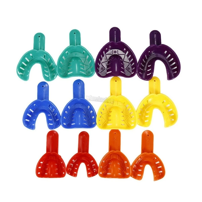 12pcs/Set Dental Impression Trays Plastic Teeth Holder Trays Tools For Childrens and Adults