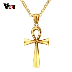 Vnox Retro Ankh Necklace Egyptian Cross Necklaces & Pendants Jewelry Gold-color Vintage Crux Ansata Prayer Jewelry