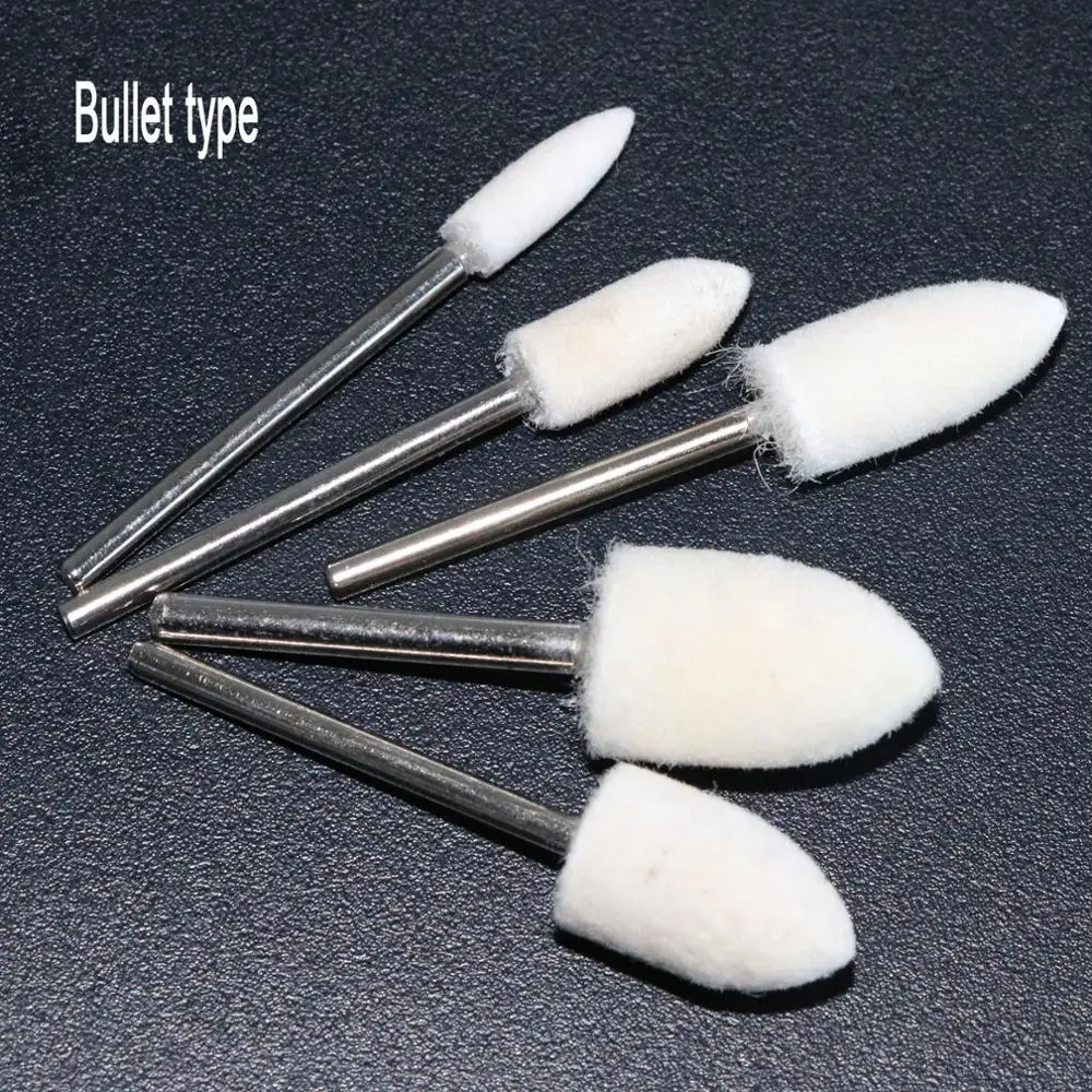 20 peças de lã feltro montado polimento roda od 4-12mm cabeça de moagem para dremel broca ferramenta giratória 2.35mm haste