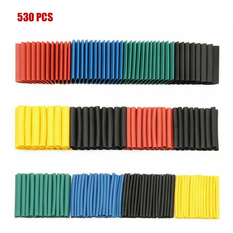 127/530 Pcs Black Heat Shrink Sleeving Tubing Tube connectors Assortment Kit Wrap Cable Electrical Connection Electrical Wire