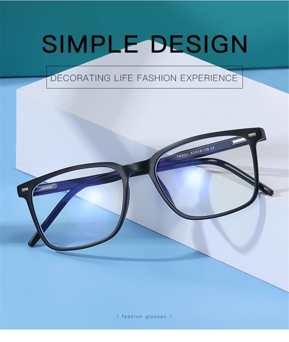 Occhiali Dalla Montatura Spessa A Forma Quadrata Grandi Con Lenti Trasparenti - Filtro Luce Blu - Unisex - Montatura In TR50 - 3