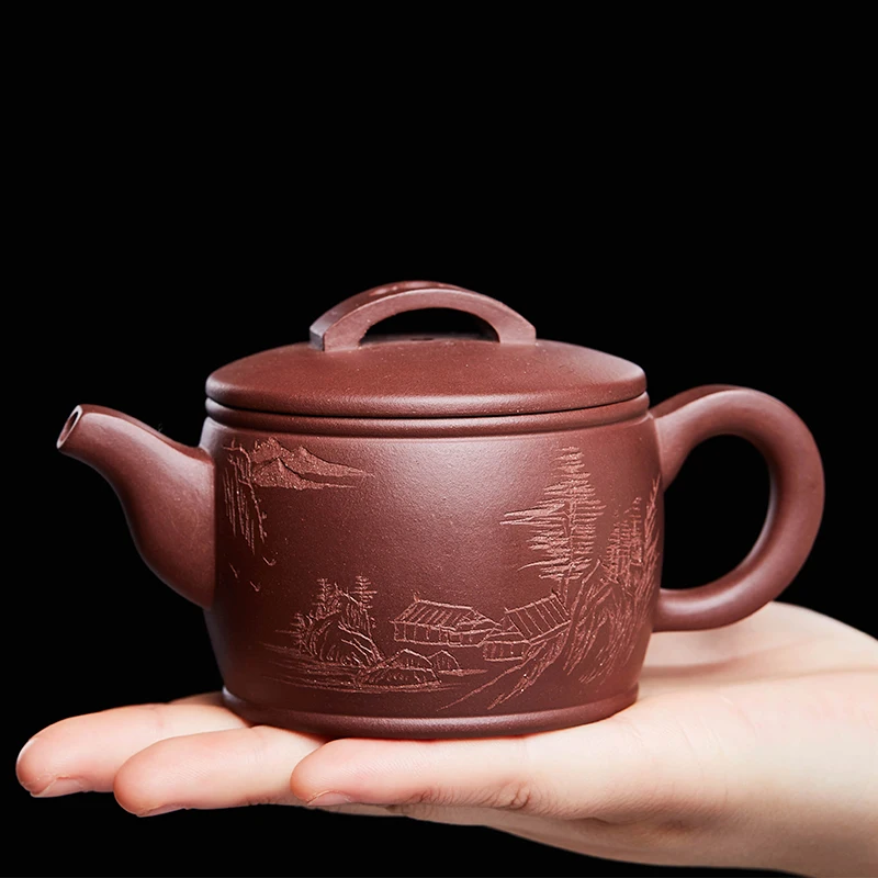 |clay pot pure manual tea making single pot small capacity authentic raw ore purple clay Hanwa Kung Fu tea set set