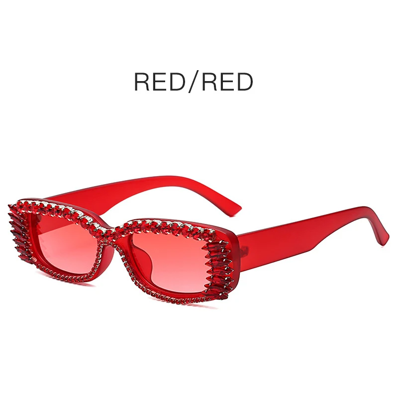 Vintage Rectangle Diamond Sunglasses Women Luxury Punk Small Eye Wear Oculos Rhinestone Ladies Trendy Luxury Sun Glasses