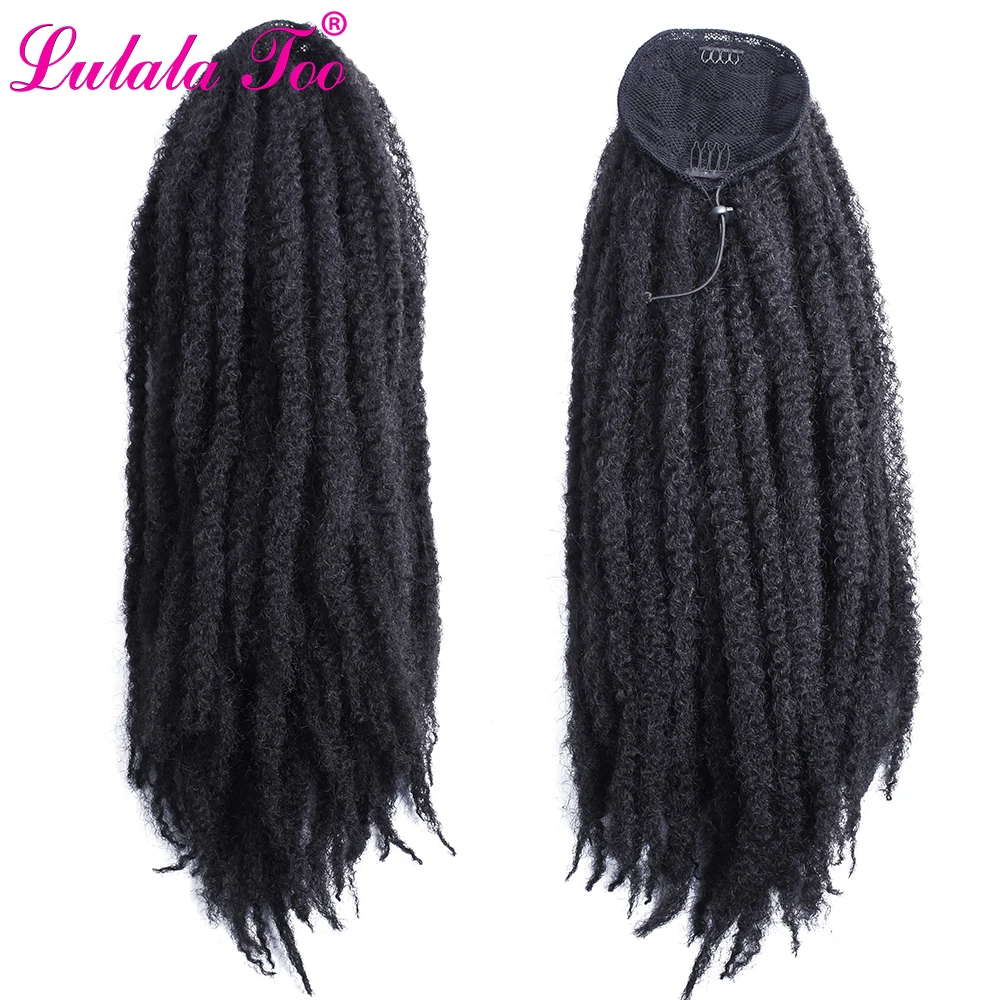 Long Curly Drawstring Ponytail Wig Crochet Marley Braids Twist Hairpiece for Women Synthetic Clip in Hair Extensions