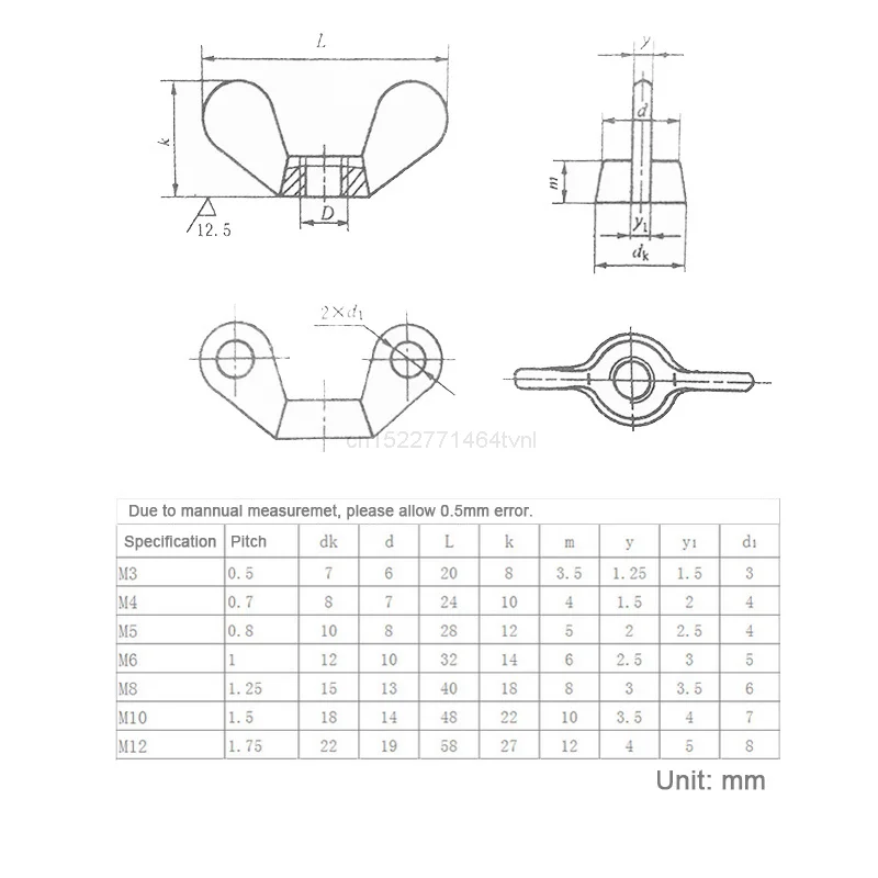 5-10pcs Butterfly Wing Nuts M3 M4 M5 M6 M8 M10 M12 304 Stainless Steel Wing Nuts Hand Tighten Nut DIN315