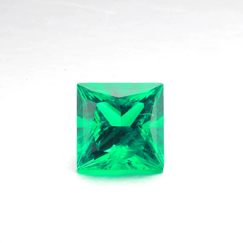 

Lab Grown Emerald Princess Cut Square Shape 6x6-11x11mm Green Hydrothermal Emeralds Stone