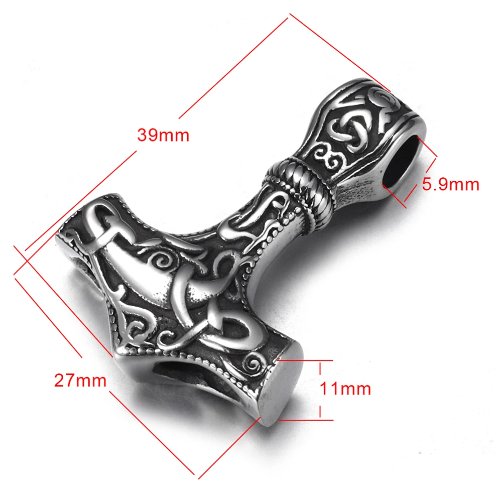 Stainless Steel Curved Viking Hammer Connector Polished Pendant DIY Bracelet Accessories Jewelry Making Supplies