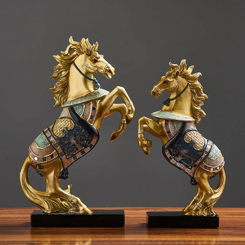 

CHINESE STYLE RESIN HORSE MODEL ART STATUE HOME DECORATION ACCESSORIES MEDIEVAL ABSTRACT SCULPTURE MODERN OFFICE DESK DECORATIVE