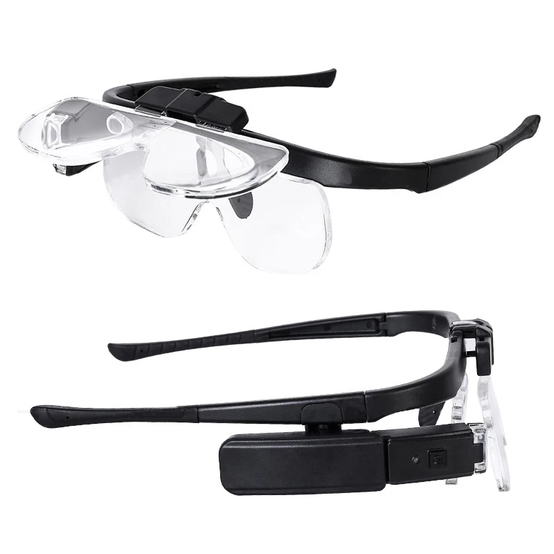 Magnifying Glass With Led Light, USB Charging Headband Magnifier Multiple Magnification Glasses Magnifier Repair Reading Glasses