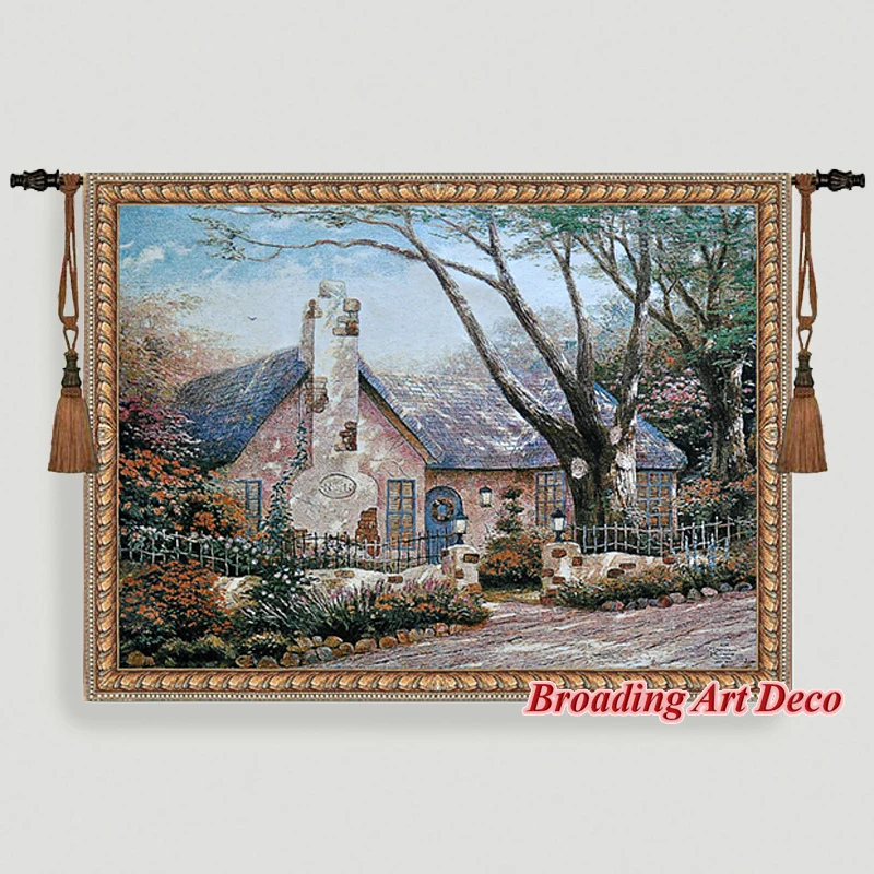 

Cottage Jacquard Weave Art Tapestry Wall Hanging Gobelin Home Textile Decoration Pastoral Style Aubusson Cotton 100% 138x102cm