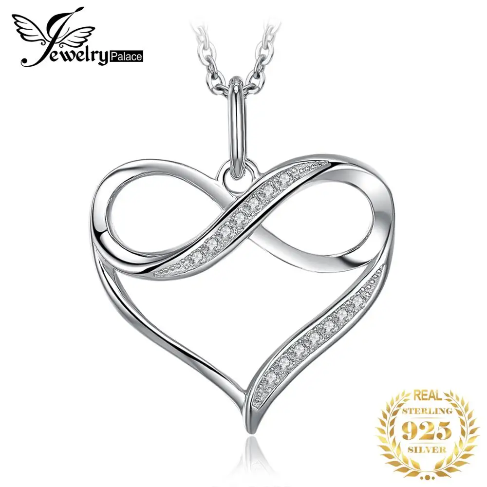 Jewelrypalace infinito amor nó coração 925 prata esterlina pingente colar na moda simulado diamante feminino pingente sem corrente