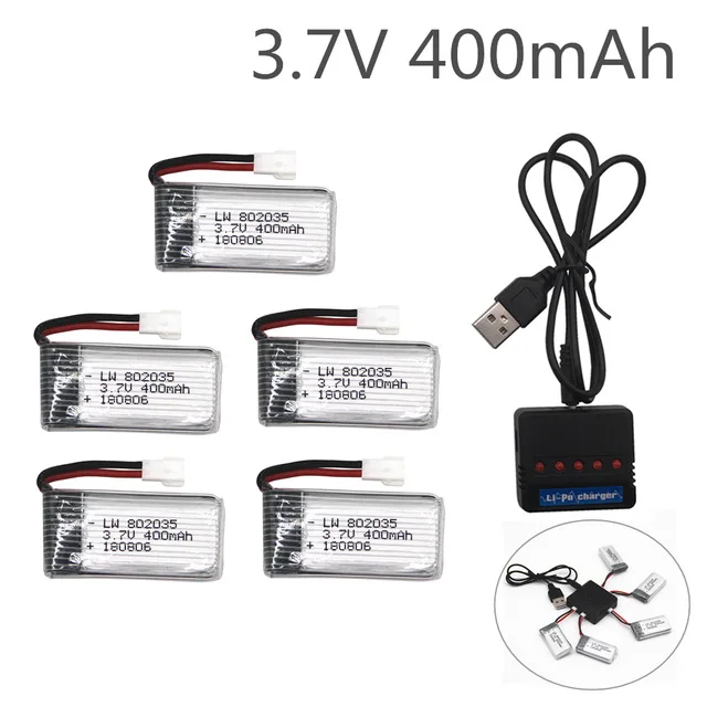 1/2/5Pcs/Pack 3.7V 400mAh Lipo Battery for X4 H107 H31 KY101 E33C E33 U816A V252 H6C 35C RC Quadcopter Drones Spare Part 752035