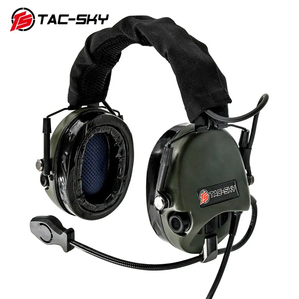 Ts TAC-SKY ao ar livre airsoft militar redução de ruído captador tático fone de ouvido chá hi-threat nível 1 protetores de orelha de silicone