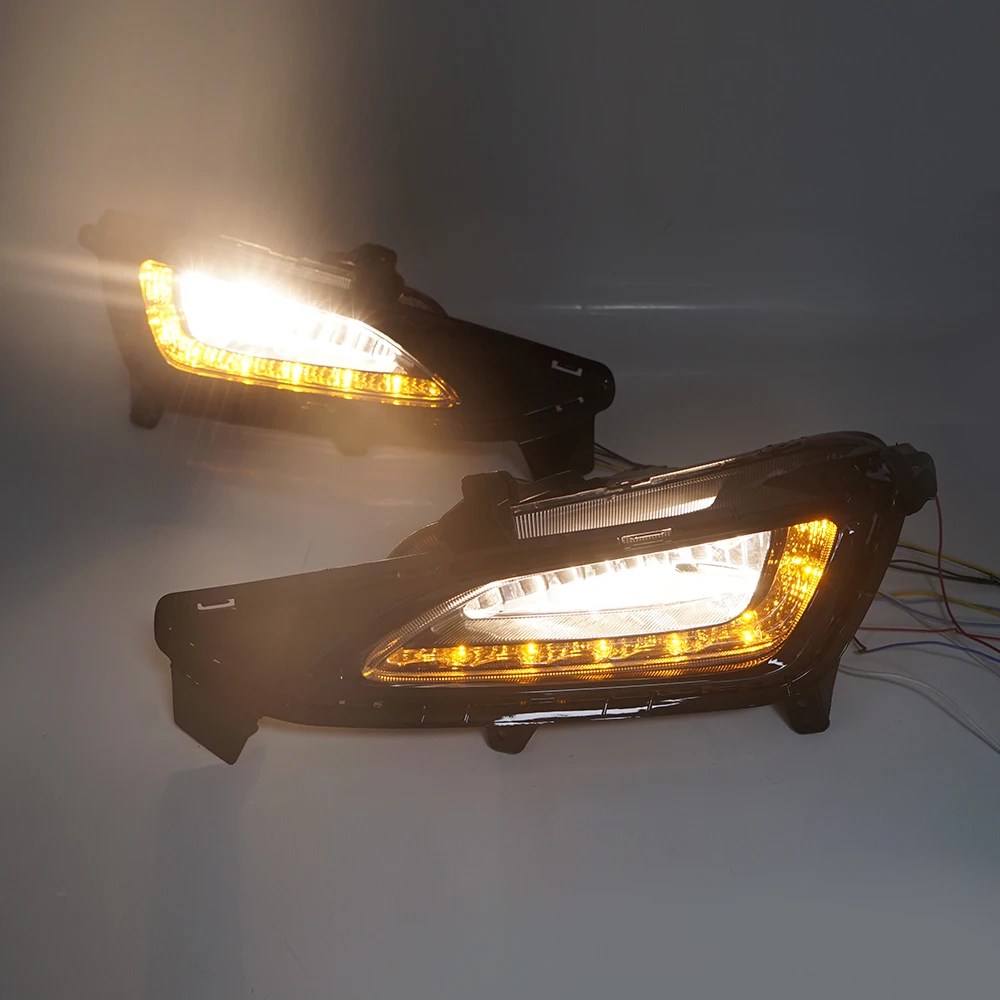 Feux de jour LED pour Hyundai Tucson, phare de voiture, kit de carrosserie, feux de brouillard DRL, 2015, 2016, 2017, 2018, 12V